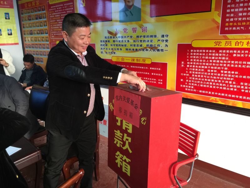 马伟斌 在下林桥村捐款。.JPG