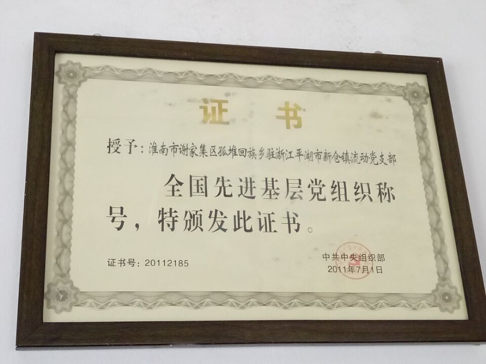 03浙江平湖安徽省淮南市谢家集区孤堆回族乡驻新仓镇流动党支部获全国先进基层党组织称号.jpg